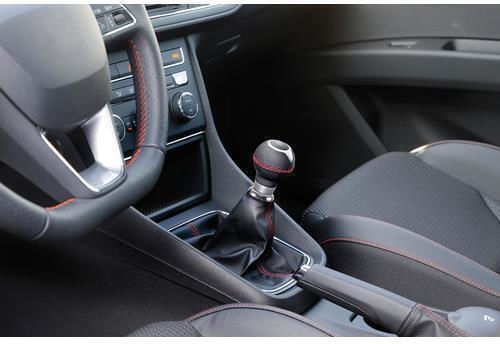 Premium Sport Gear Shift Boot Perforated Synthetic Leather Black Color Red Stitching