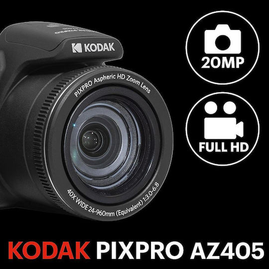 Kodak PIXPRO AZ405 Компактен Фотоапарат 20МР Оптично Увеличение 40x Черна