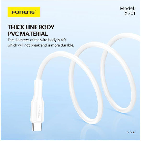 Foneng USB-C to Lightning Cable 27W Λευκό 1m