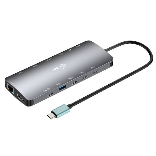 i-tec USB-C Docking Station with HDMI 4K PD Ethernet and Support for 2 Monitors Silver (C31NANOTRIPLEDOCKPD)