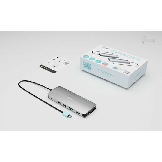 i-tec USB-C Docking Station with HDMI 4K PD Ethernet and Support for 2 Monitors Silver (C31NANOTRIPLEDOCKPD)