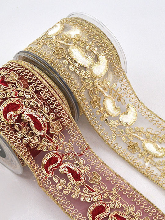 LiebeQueen Christmas Ribbon Burgundy 450x8cm 1pc