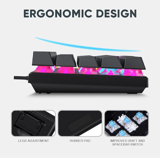 Armaggeddon MKA-7C 2024 Gaming Μηχανικό Πληκτρολόγιο 60% με Custom Red διακόπτες και RGB φωτισμό (Αγγλικό US) Λευκό