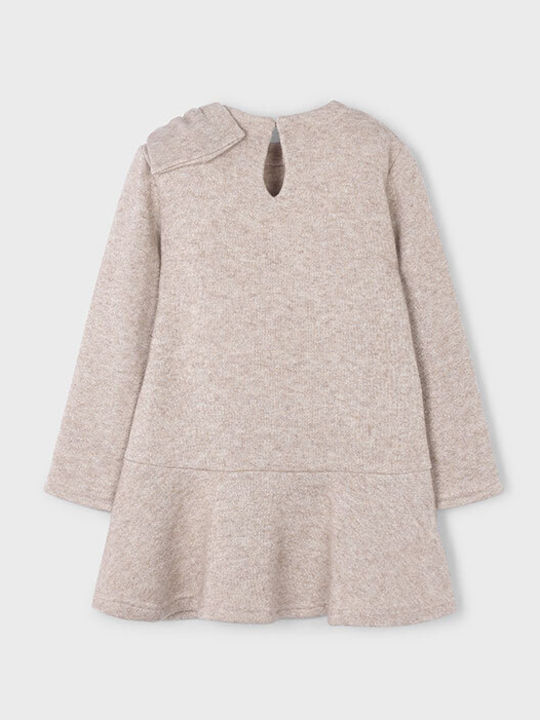 Children's Dress Long Sleeve Knitted Dark Beige