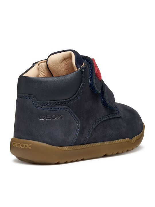 B Macchia Lederne Kinderstiefeletten mit Klettverschluss Blau