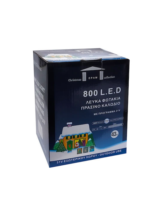 800 Lights LED 43m. Cold White in String 1pcs