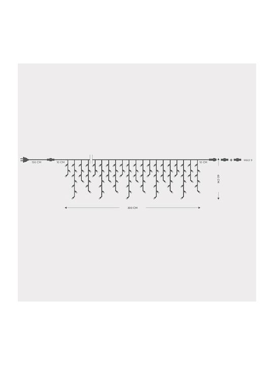 144 Lămpițe LED 3m. x 60buc Alb natural tip Ploaie 1buc