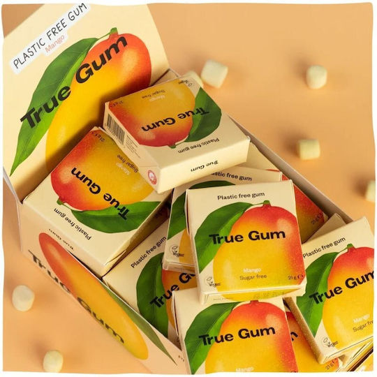 True Gum Chewing gum with Flavor Mango Organic No Added Sugar Vegan 1pcs 21gr