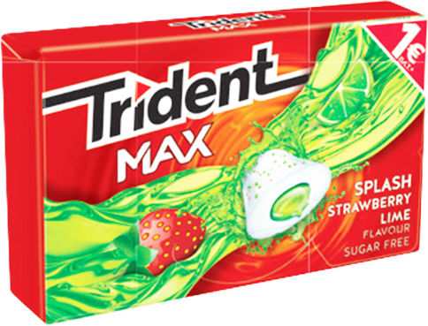 Trident Τσίχλες Max με Γεύση Splash Φράουλα / Λάιμ Χωρίς Προσθήκη Ζάχαρης 16τμχ 22gr