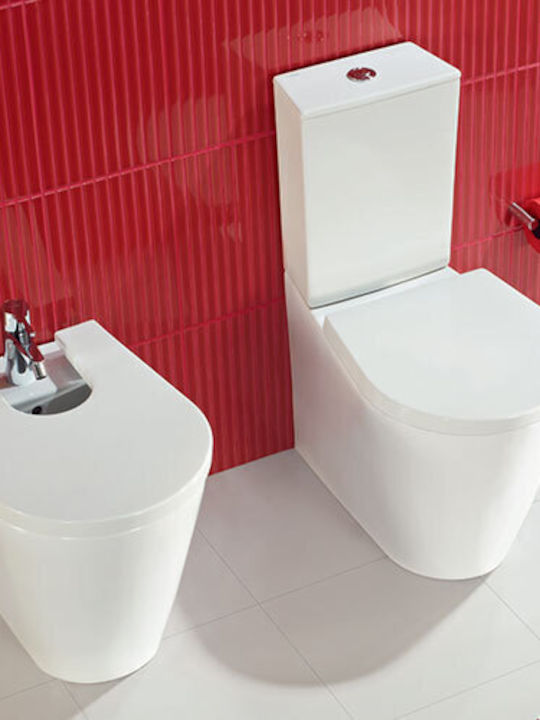 Sanitana Glam Λεκάνη Δαπέδου με Καζανάκι με Κάλυμμα Thermodur Soft Close Λευκή