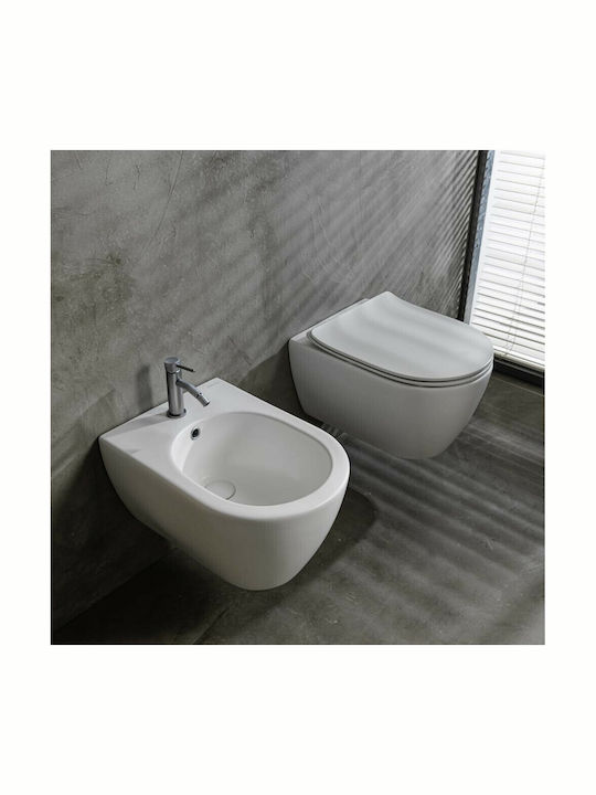 Scarabeo Moon Wandhängende Toilette Randlos mit Schlank Deckel Sanftes Schließen Weiß Matt