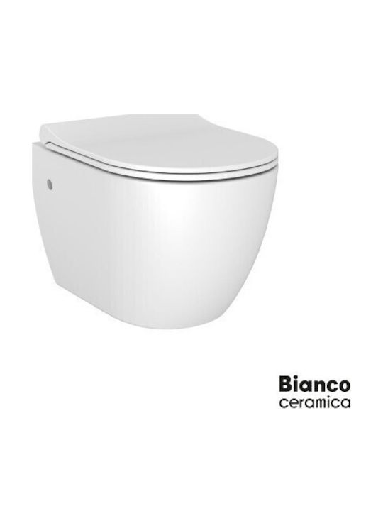 Bianco Ceramica Vito Λεκάνη Κρεμαστή με Slim Κάλυμμα Soft Close Λευκή