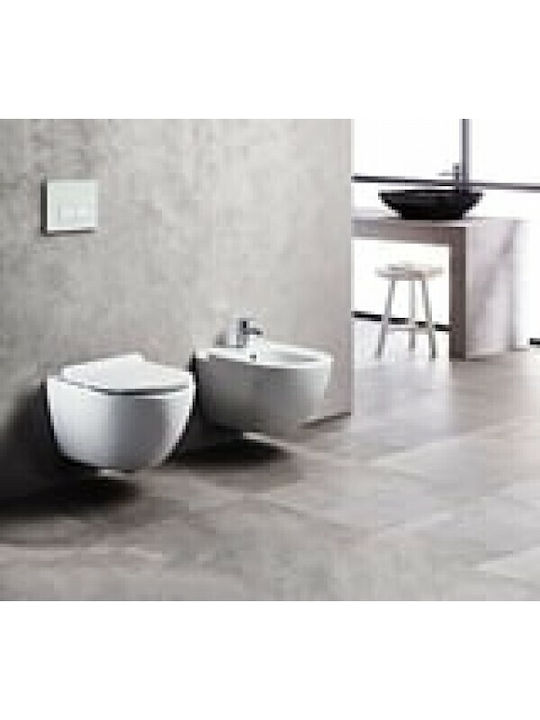Creavit Free Wall-Mounted Toilet that Includes Slim Soft Close Cover Duroplast White Matt