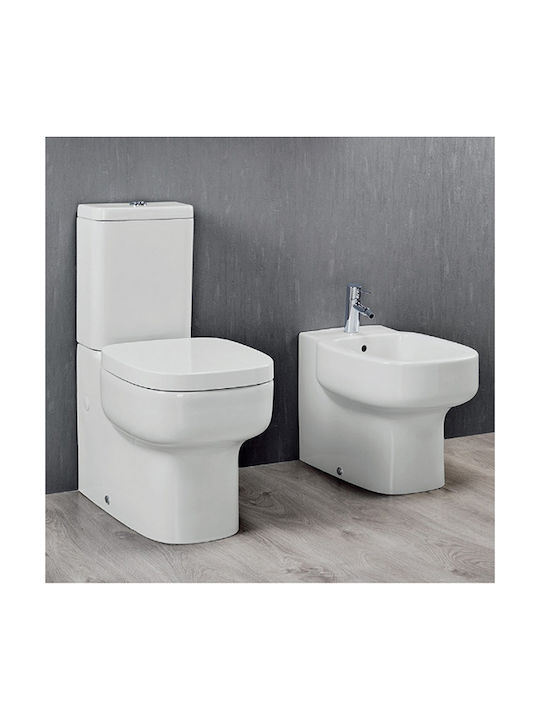 Sanitana Be You Тоалетна, стояща на пода Долно сифонно с тоалетна чиния с Капак Thermodur Бяла