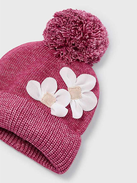 Kinder Mütze Set mit Handschuhe Gestrickt Rot 3Stück
