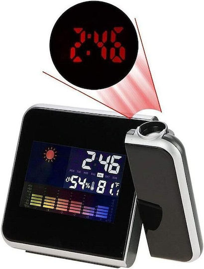 Procart Tischuhr Digital LED Kunststoff mit Wecker Schwarz