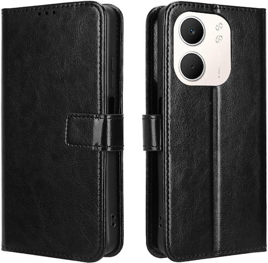 Handyhülle Deckel Oppo A5x Crazy Horse Brieftasche Schwarze