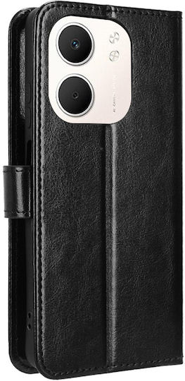 Handyhülle Deckel Oppo A5x Crazy Horse Brieftasche Schwarze
