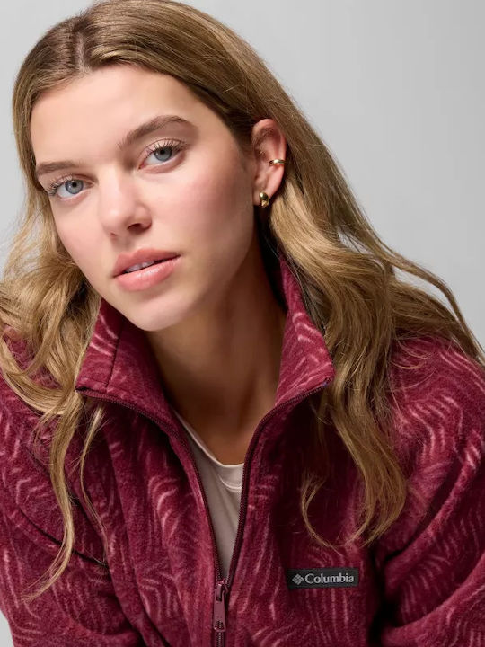 Benton Fleece Γυναικεία Ζακέτα με Φερμουάρ σε Μπορντό Χρώμα
