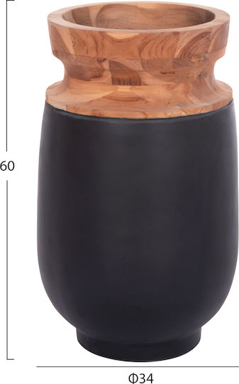 HomeMarkt Διακοσμητικό Βάζο Τσιμεντένιο Linter Μαύρο Φ34xΥ60cm 2τμχ