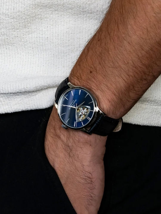 Claude Bernard Ceas Barbati Clasic 40.5mm Automat cu Curea din Piele Albastră