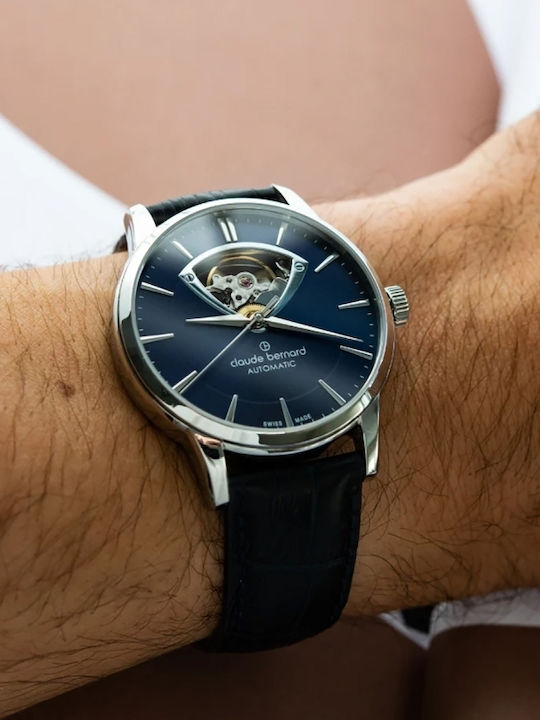 Claude Bernard Ceas Barbati Clasic 40.5mm Automat cu Curea din Piele Albastră