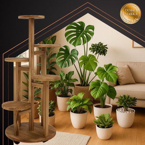 Ruhhy Pot Stand Wooden Beige