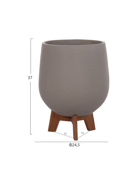 HomeMarkt Tryll Set 3 Pots Wooden Grey