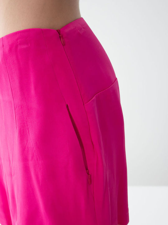Damen Hoch tailliert Stoff Hose in Lockerer Passform Pink