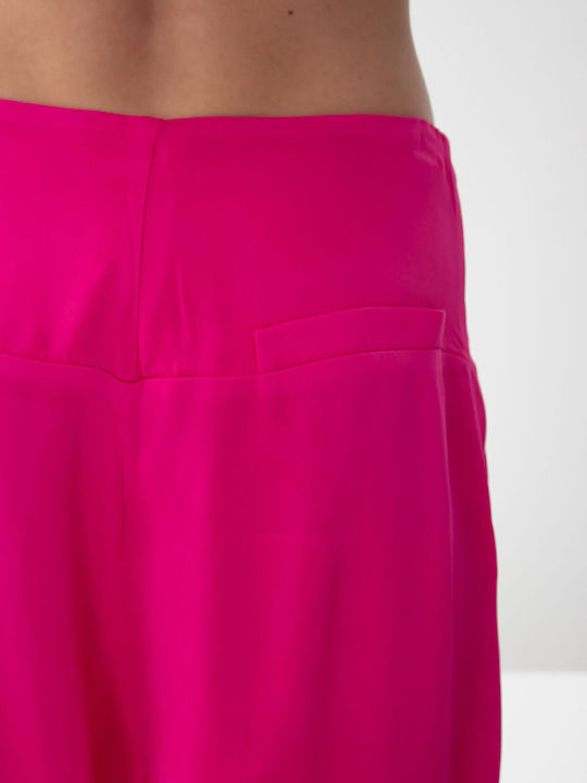 Damen Hoch tailliert Stoff Hose in Lockerer Passform Pink