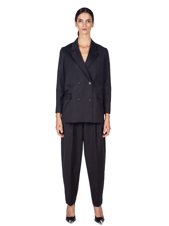 RRD Long Women's Double Breasted Blazer Black