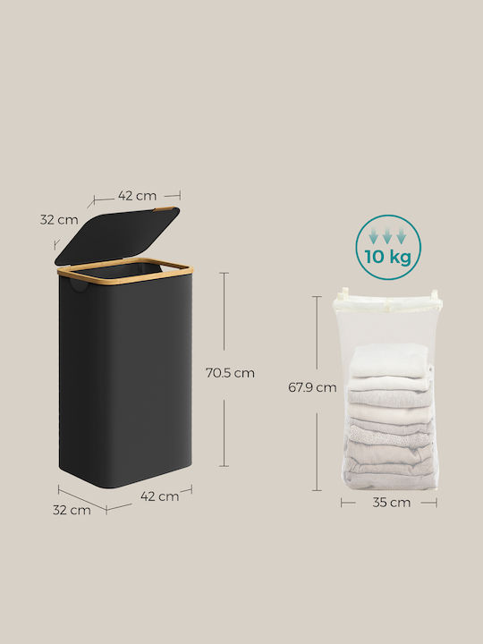 Songmics Fabric Laundry Basket with Lid 42x22.5x70.5cm Grey