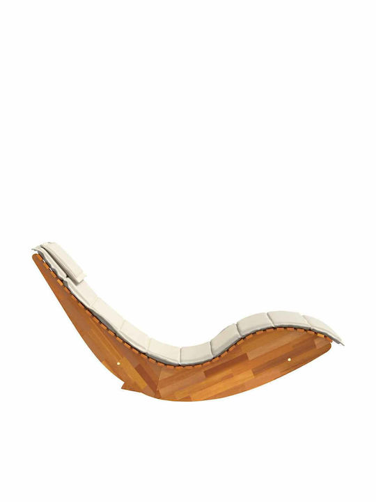 Deckchair Double Wooden with Cushion Beige 2pcs 60x154x74cm.