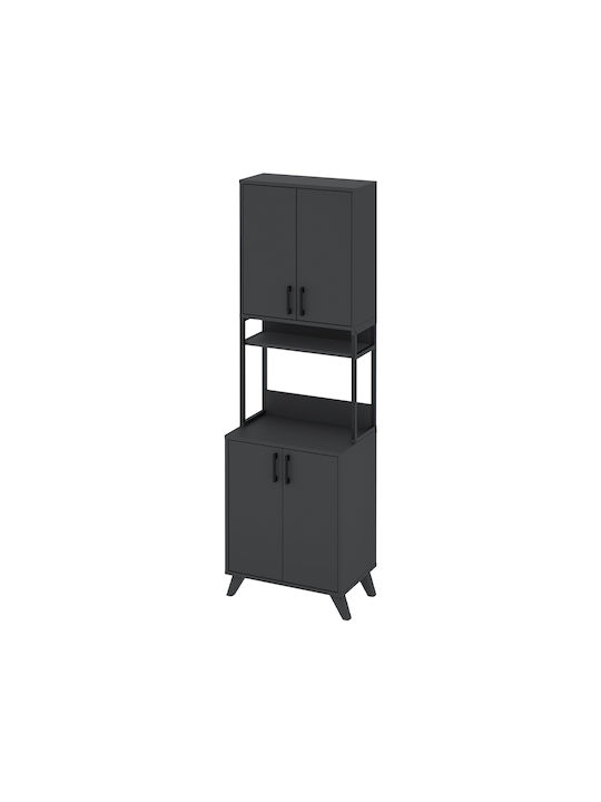 Sedef Επιδαπέδιο Ντουλάπι Ανθρακί 61x40x202.1εκ.