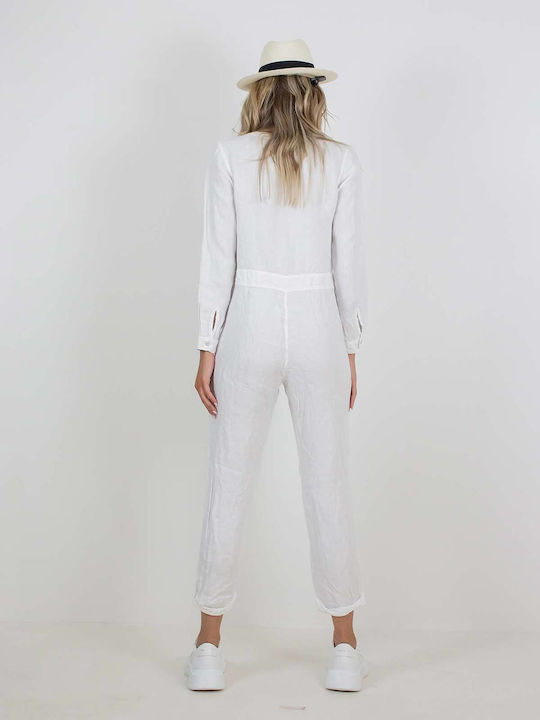 Damen Langärmelig Einteiler Anzug White