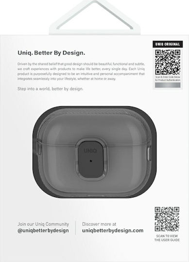 Uniq Glase Hülle Silikon mit Haken in Schwarz Farbe für Apple AirPods Pro 2