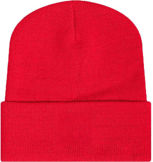 Beanie Unisex Σκούφος Πλεκτός σε Κόκκινο χρώμα