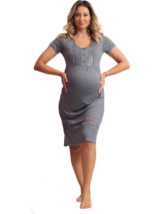 Angel's Secret Nightgown Maternity & Nursing Gray