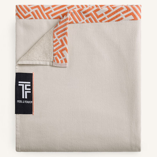 Feel & Touch Beach Towel Cotton Beige 180x90cm.