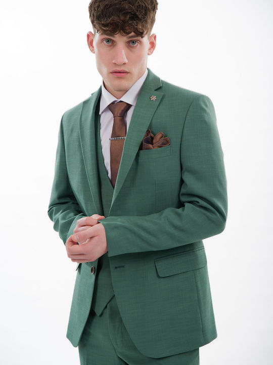 Men's Suit with Vest Green
