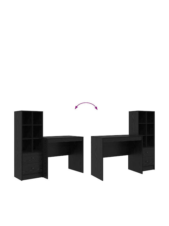 Desk Wooden Black Oak 90x50x76cm