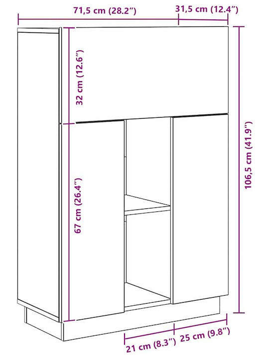 Γραφείο Ξύλινο Καφέ 71.5x31.5x106.5εκ.