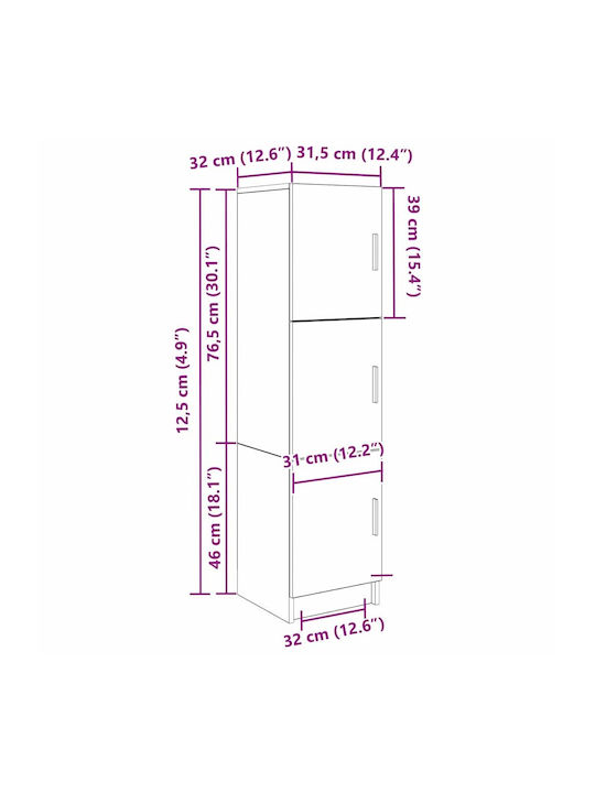 Bufet Gri Sonoma 31.5x32x124cm