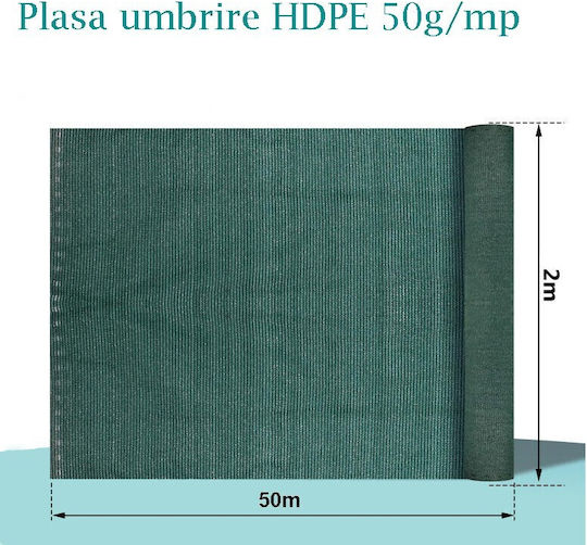 Plasă de umbră Verde 2x50m 50gr/m²