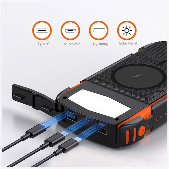 4Smarts Rugged Titanpack Ultimag Ηλιακό MagSafe Power Bank 20000mAh 15W με Θύρα USB-A και Θύρα USB-C Power Delivery / Quick Charge 3.0 Black/Orange
