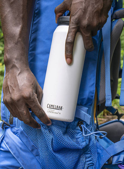 Бутилка Термос Неръждаема Стомана Без BPA 1л Lifestraw Филтър Бял