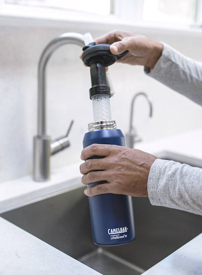 Бутилка Термос Неръждаема Стомана Без BPA 1л Lifestraw Филтър Бял