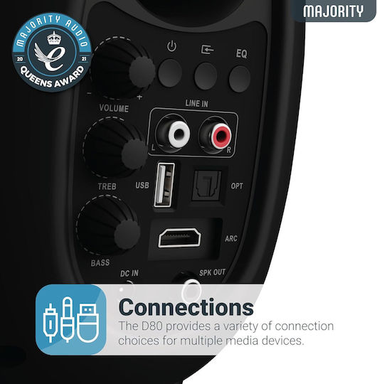 Majority D80X Αυτοενισχυόμενα Ηχεία με Bluetooth 80W (Ζεύγος) Μαύρα
