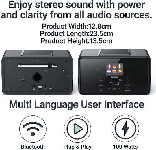 Majority Φορητό Ηχοσύστημα με Bluetooth σε Μαύρο Χρώμα