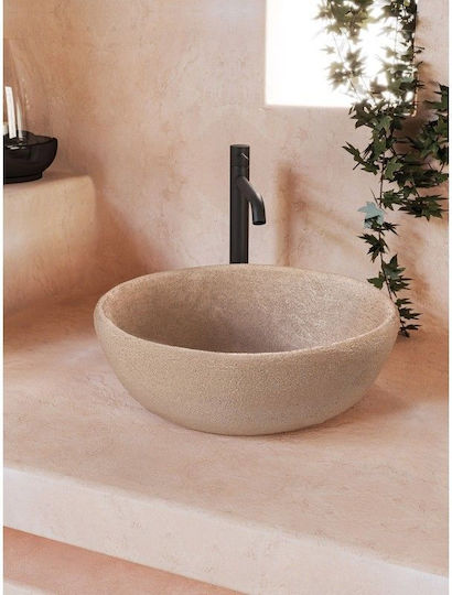 Sanitec Rock Countertop Sink Porcelain 40x40x15cm Beige